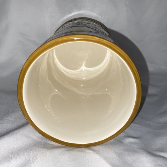 NWT BLUE SKY CLAYWORKS LEMON JUICE BLUE YELLOW WHITE SMALL CANISTER COOKIE JAR - Picture 6 of 8